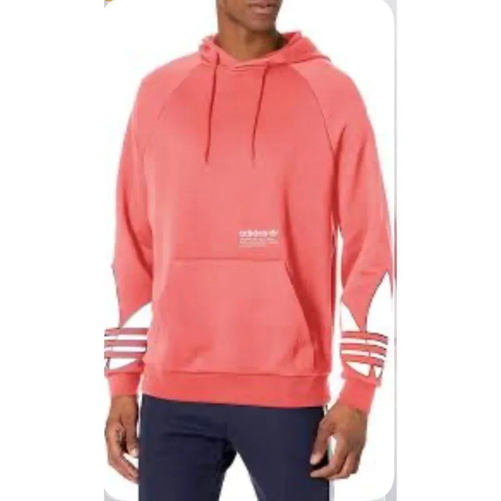 Adidas Men’s Tricolor Trefoil Hoodie Hazy Rose Sweatshirt Size M